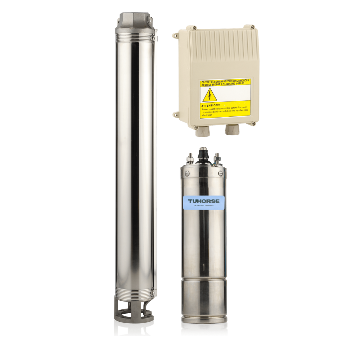 Tuhorse 4" 3HP/240V BF-18 Submersible Bore Pump Package, package contents