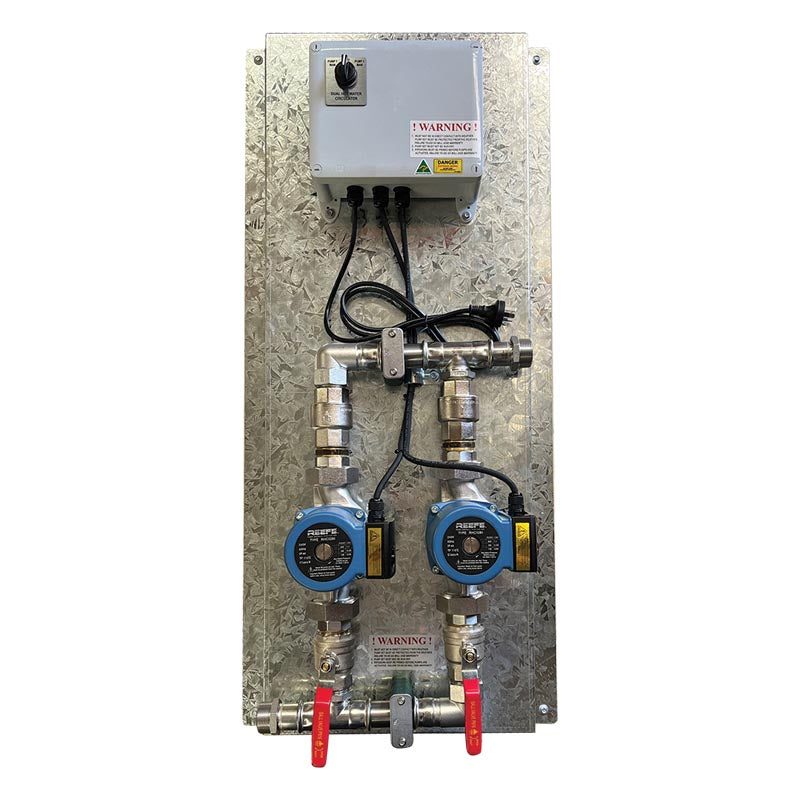 REEFE RHC3280 Economy dual hot water circulator pumpset, two pumps on a wall mounted manifold