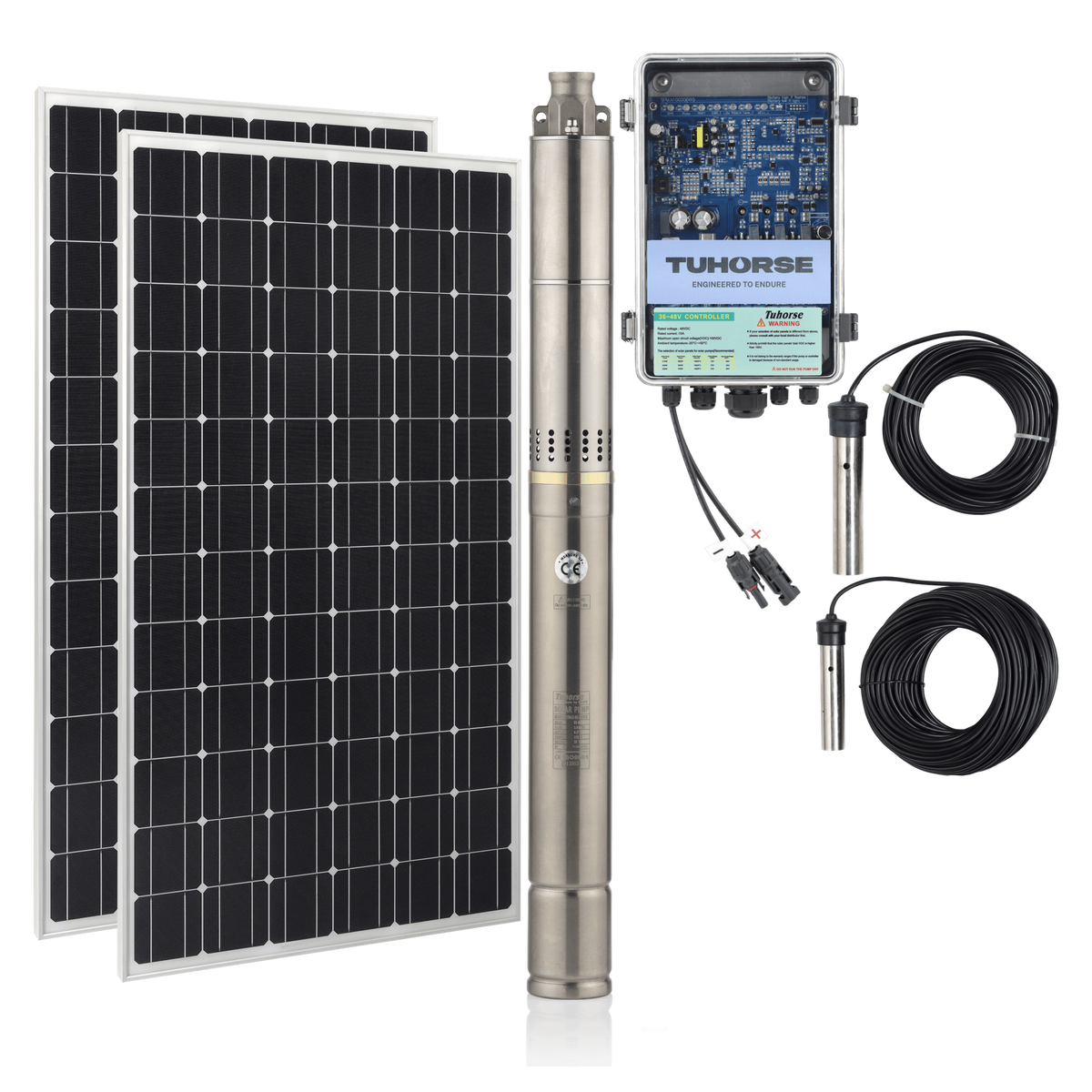 Tuhorse 2S370 2 Inch Solar Bore Pump Package 370W + 400W Panels, package contents