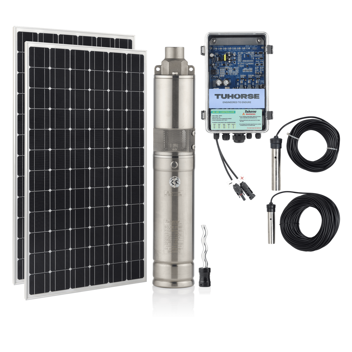 Tuhorse 3S210 3 Inch Solar Bore Pump Package 210W + 400W Panels, package contents