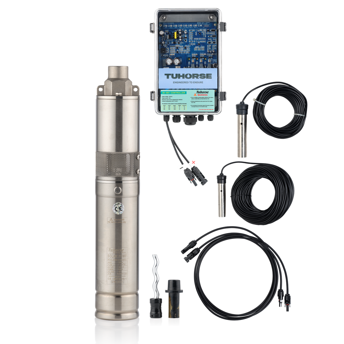 Tuhorse 3S500 3 Inch Solar Bore Pump 500W Pump & Controller, package contents