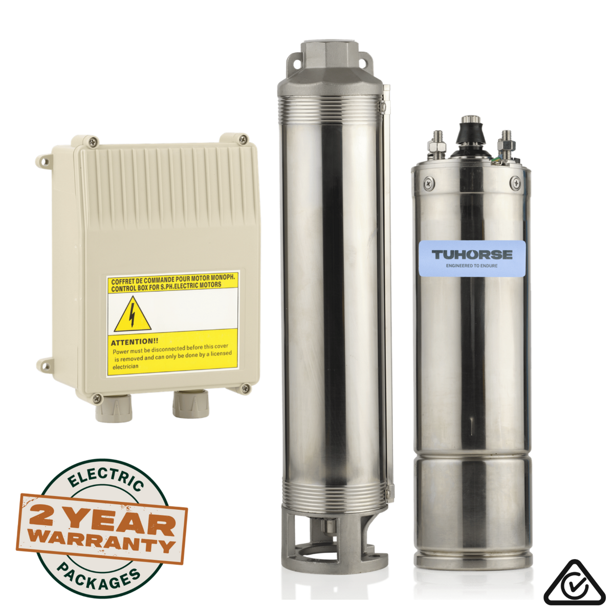 Tuhorse 4" 1HP/240V MA-03 Submersible Bore Pump Package