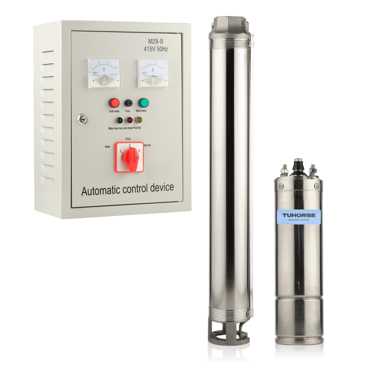Tuhorse 4" 3HP/415V A-30 Submersible Bore Pump Package, package contents
