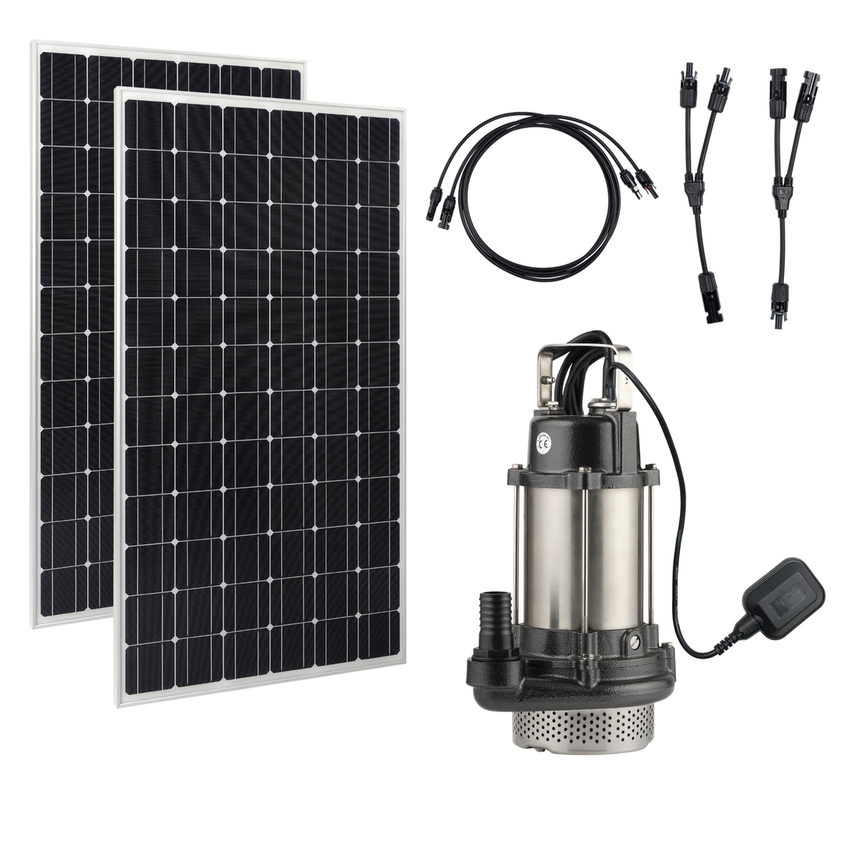 Tuhorse Solar Sewage Pump 300W + 400W Panels, package contents