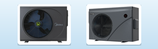Midea and SensaHeat pool heat pumps side by side, two of the main ways to heat a swimming pool in Australia