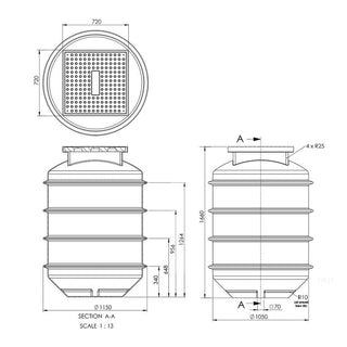 1200L Poly Pump Well - Certified to AS/NZ1546