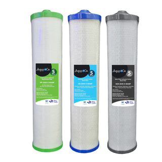 AquaCo Classic Bundle Deal: 20" x 4.5" Sediment, Carbon & Silver Carbon Replacement Filters