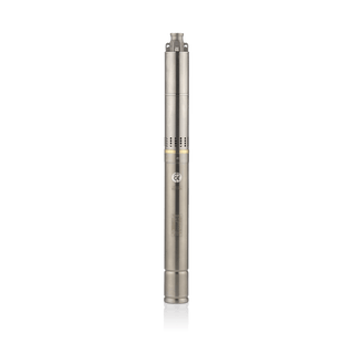 Tuhorse 2" solar bore pump motor and pump end shown separated, showing the stainless steel body and helical screw rotor assembly