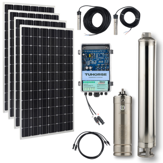 Tuhorse 3S500C 3 Inch Centrifugal Solar Bore Pump Package 500W + 800W Panels, package contents