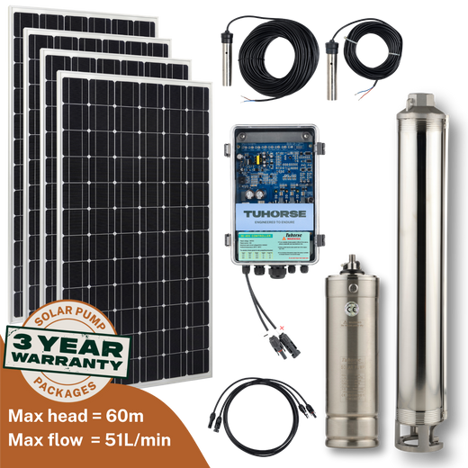 Tuhorse 3S500C-40/800 solar bore pump complete kit