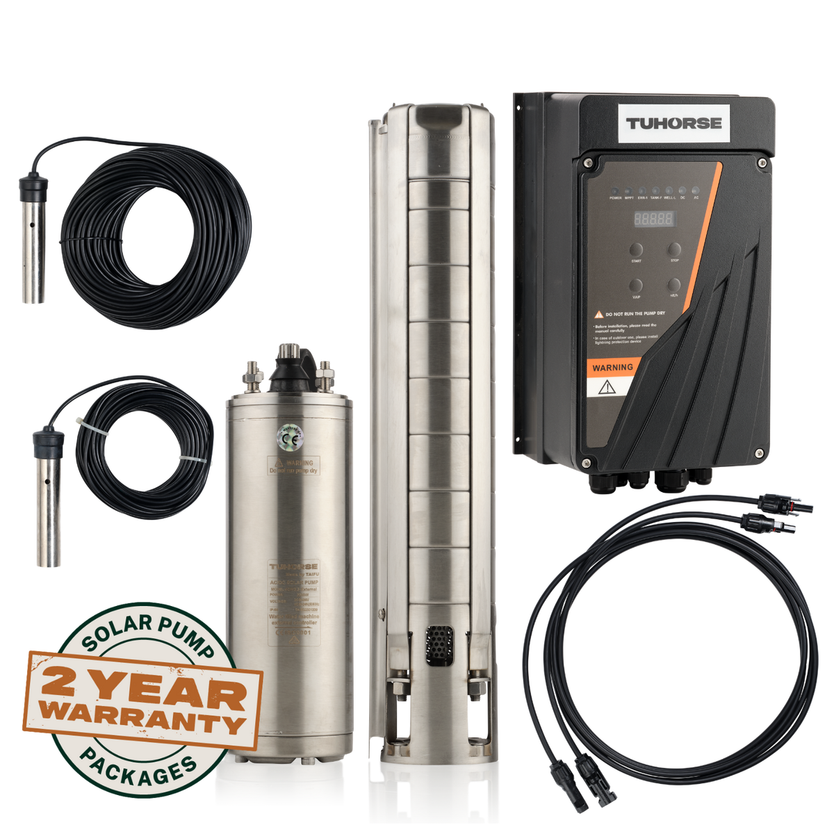 Tuhorse 4H2200-3-EXT solar bore pump complete kit