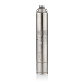 Tuhorse 4" solar bore pump motor and pump end shown separated, showing the stainless steel body and helical screw rotor assembly