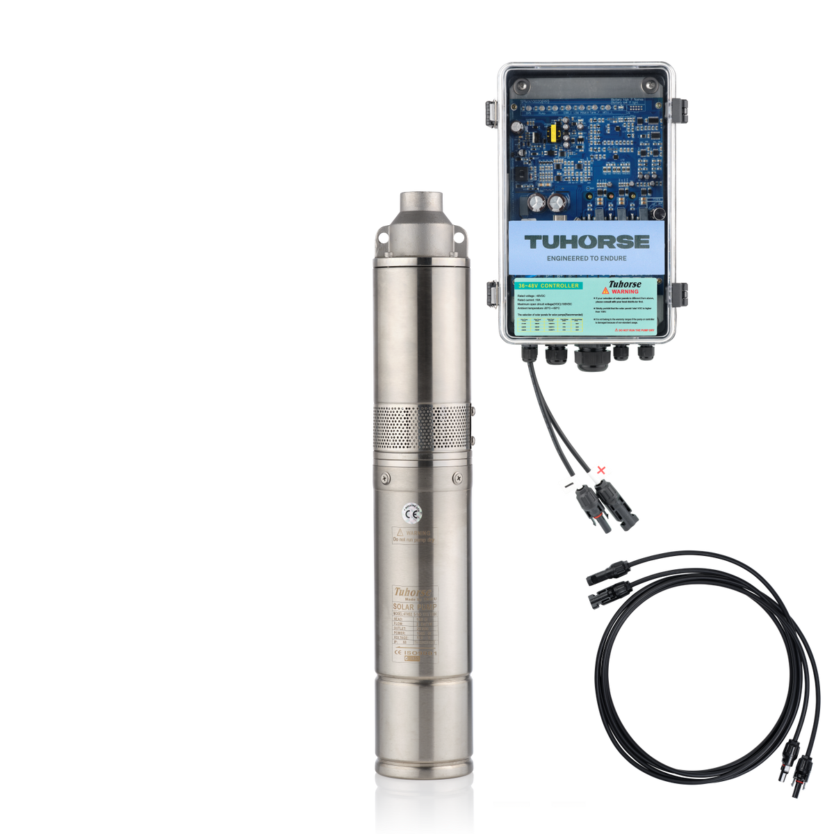 Tuhorse 4S500 4 Inch Solar Bore Pump 500W Pump & Controller, package contents