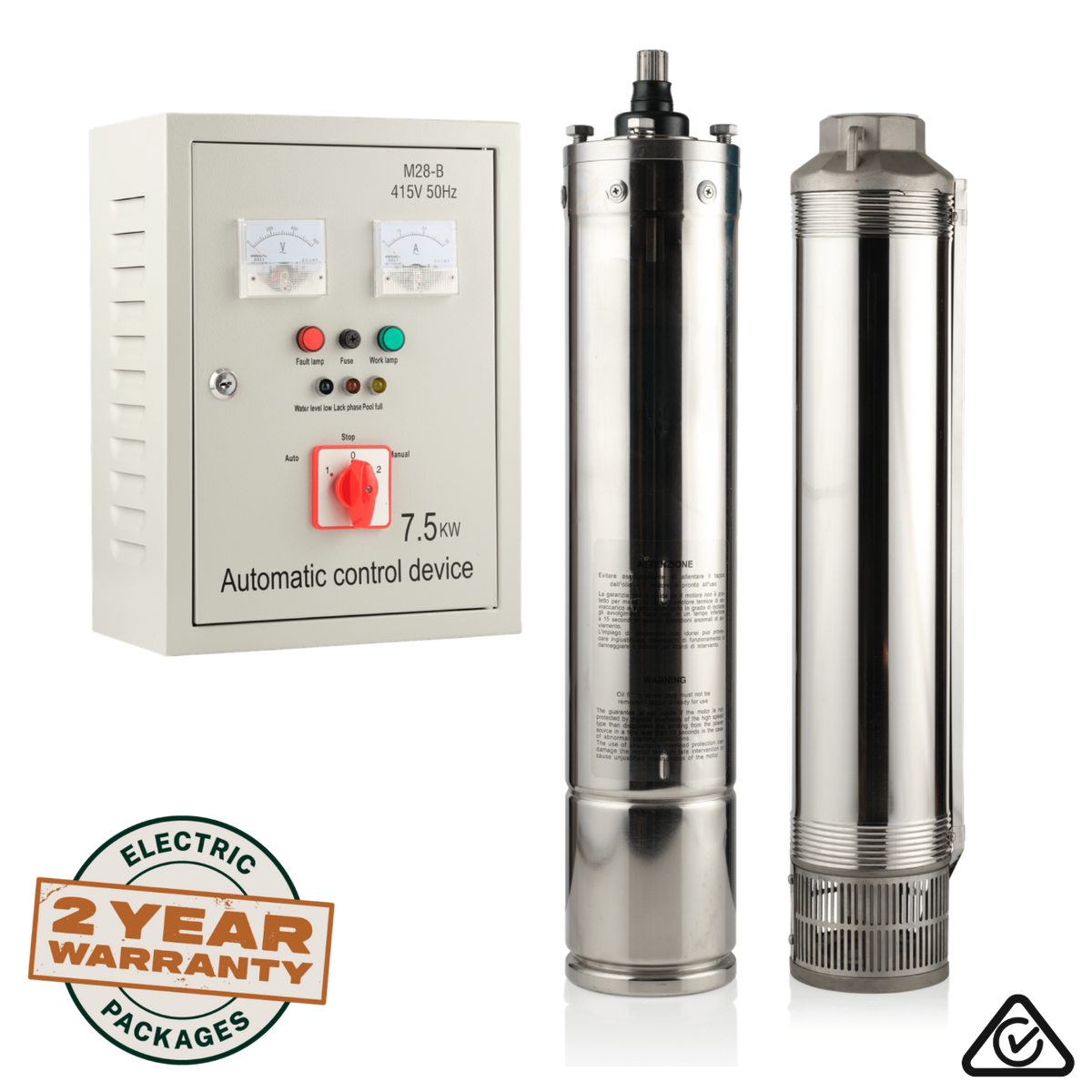 Tuhorse 6" 15HP/415V ES-08 Submersible Bore Pump Package