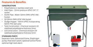 Aline KCPS-1000 Oil Water Separator 1000L Poly Tank System specs