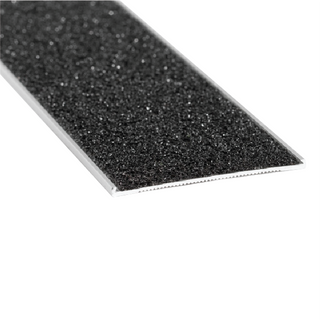 Appular flat aluminium anti slip strip 50 x 2.5mm, clear anodised, black insert