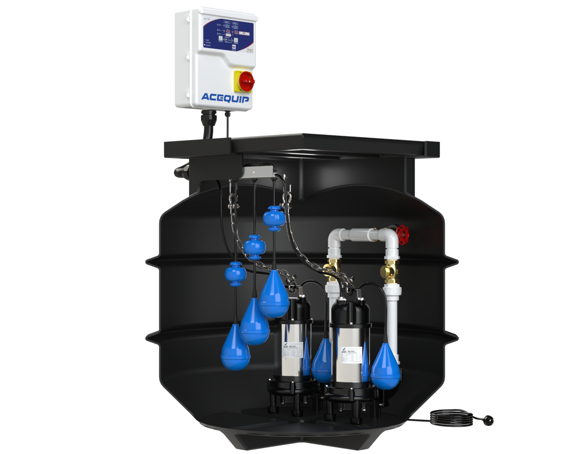 BlueSelect 700L Dual Pump Station with Sewage Grinder Pumps - main product view