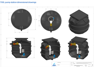 BlueSelect 700L Sewer Pump Station Package drawings 