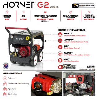 Jetwave Hornet G2 280-15 4060PSI Cold High Pressure Washer Petrol features