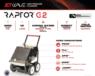 Jetwave Raptor G2 275-15 4000PSI Cold High Pressure Cleaner Petrol features