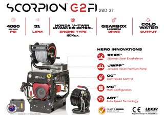 Jetwave Scorpion G2FI 280-31 Water Drain Jetter features