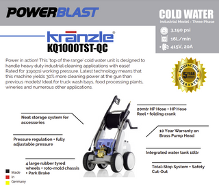 Kranzle Quadro 1000TST High Pressure Washer - Made in Germany