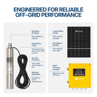Outback Scout 3" Solar Bore Pump Kit 300W – Complete Submersible Bore Water System off grid performance 