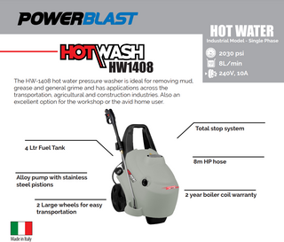 PowerShot HotWash HW1408 Hot Water Pressure Washer features