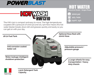 PowerShot Hot Water Pressure Washer HW1310 - Made in Italy features