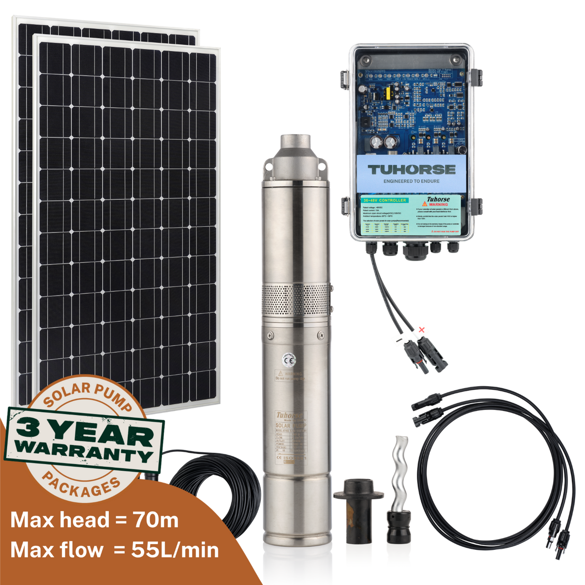 Tuhorse 4S500-40/800 solar bore pump complete kit