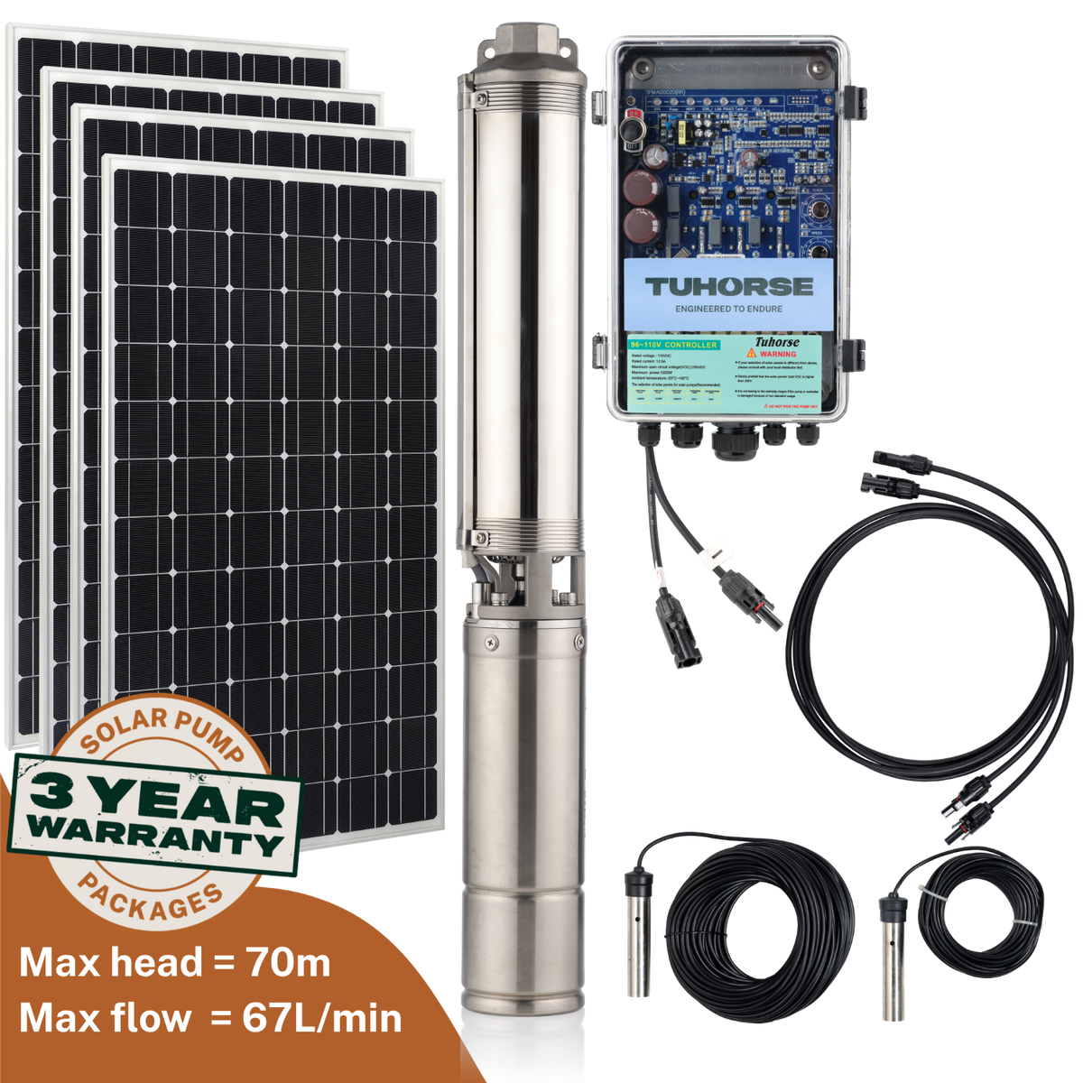 Tuhorse 4S1000C-40/800 solar bore pump complete kit