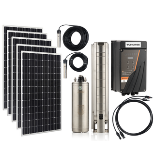 Tuhorse 4H2200 4 Inch AC/DC Hybrid Solar Bore Pump Package 2200W + 3800W Panels, package contents
