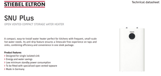 Stiebel Eltron SNU 5 Plus Under Sink Hot Water System undersink features