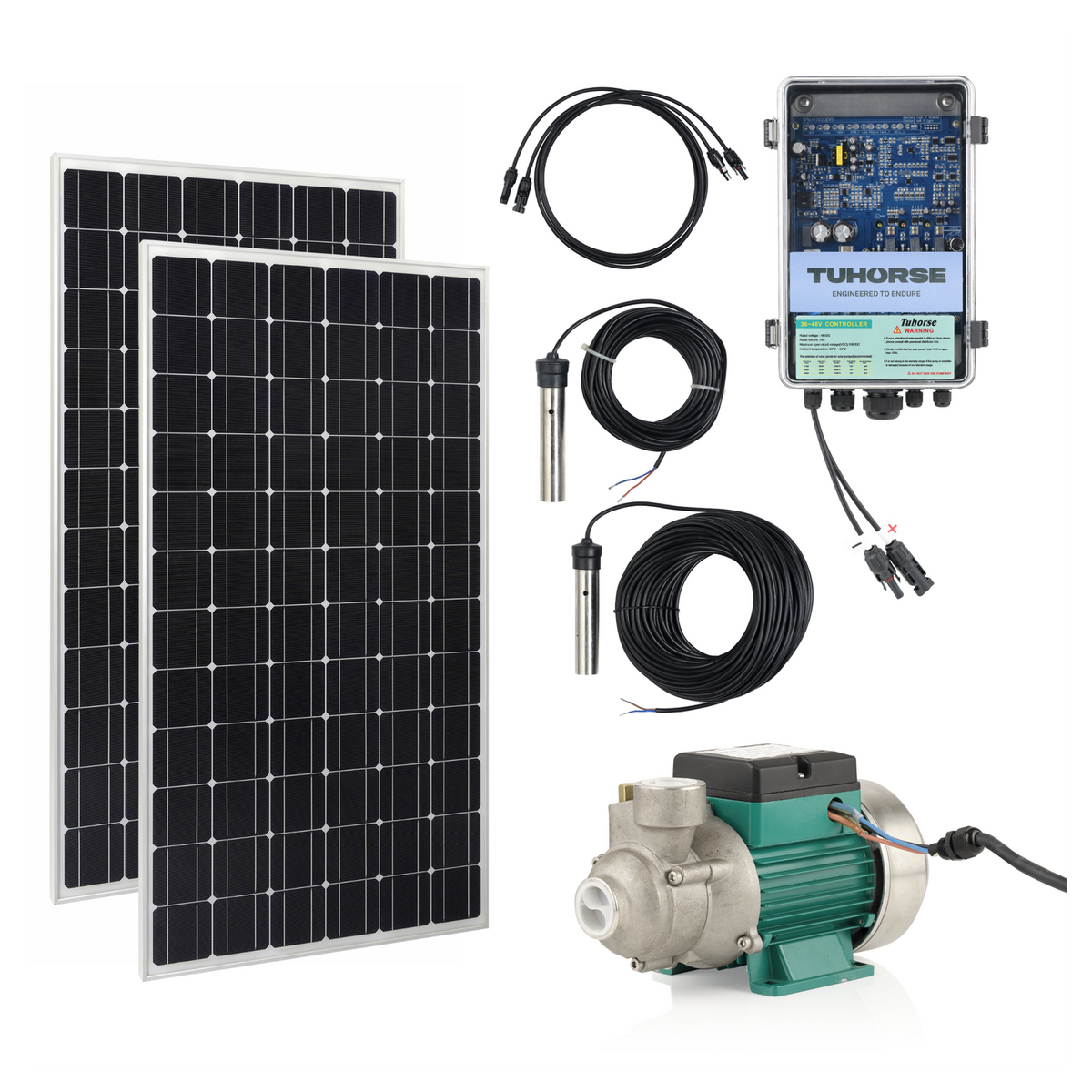 Tuhorse Solar Surface Jet Pump 210W + 400W Panels, package contents