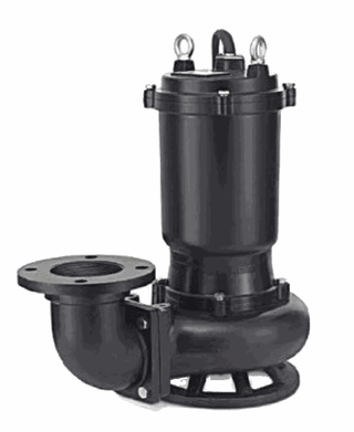 Aline Sabre AL1500-1A submersible drainage pump: black cast iron body with twin lifting handles, carry frame and 50mm discharge connection