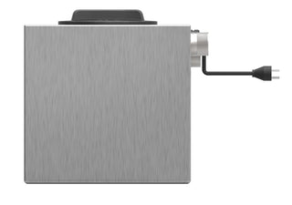 Kwikflo KUS40 40L 304 stainless steel undersink pump station: brushed stainless tank with sealed lid, internal submersible pump, float switch and PVC valves