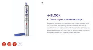 Pedrollo 4" 4BLOCK Submersible Bore Pumps Single Phase