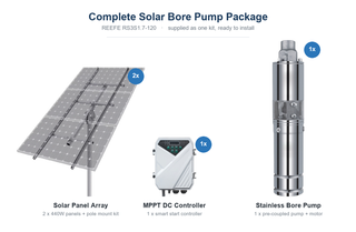 REEFE Solar Bore Pump with Solar Panels and Mounting Kit 28L/min 120m RS3S1.7-120.SP