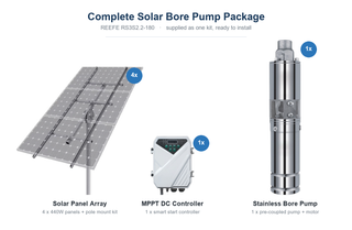REEFE Solar Bore Pump with Solar Panels and Mounting Kit 37L/min 180m RS3S2.2-180.SP