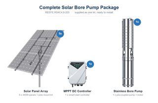 REEFE Solar Bore Pump with Solar Panels and Mounting Kit 80L/min 203m RS4C4.8-203.SP